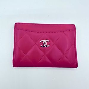 Chanel Hot Pink Quilted Card Holder